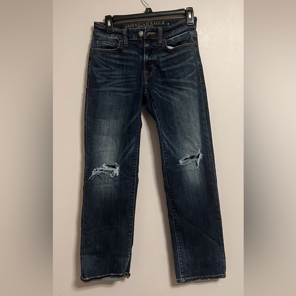 American Eagle Original Straight Leg Extreme Flex Distressed 26 x 28 Dark Wash - Picture 1 of 9